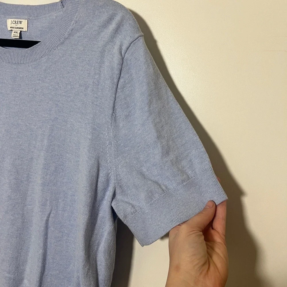 J. Crew Short Sleeve Top Light Blue Casual Women Size XXL Cotton Cashmere